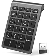 LIANGSTAR Number Pad, Wireless Numeric Keypad 22 Keys Portable Keyboard Extensions with 2.4GHz US...