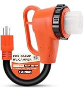 50 Amp to 110 Volt RV Adapter Plug with Locking Connector, NEMA 5-15P to NEMA SS2-50R Electrical ...