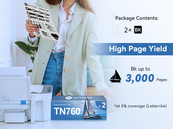 Brother TN760 TN-760 TN-730 TN730 Toner Black High Yield MFC-L2690DW MFC-L2710DW MFC-L2717DW