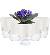 ShineMe Self Watering Pots, 5 Pack Self Watering Planters for Indoor Plants, 4.1 inch Plastic Pla...