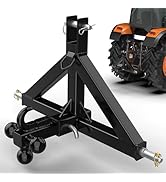 3 Point 2" Trailer Hitch Receiver and Towing Ball Hitch with Hook Heavy Duty Tractor Drawbar 3 Pt...