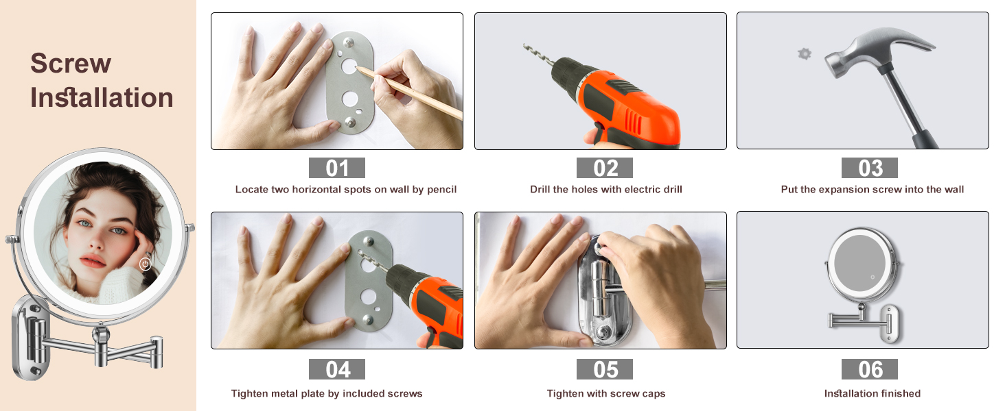 Wall Mounted Lighted Makeup Mirror