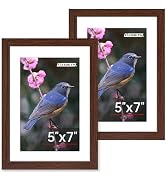 FIXSMITH 5x7 Picture Frame Set of 2, Photo Frame with HD Plexiglass, Display Pictures 4x6 with Ma...