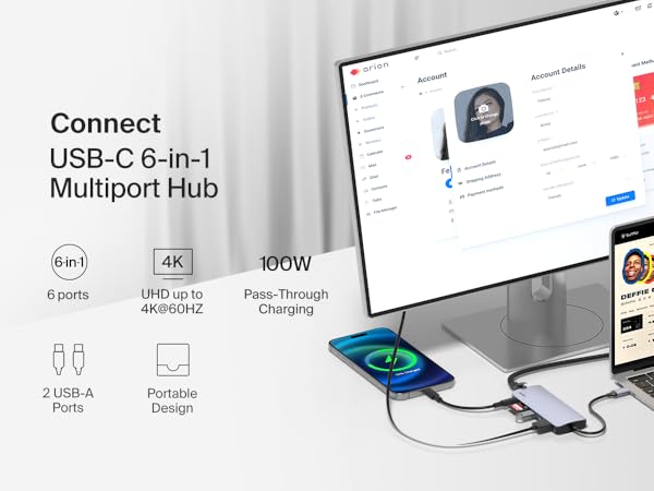 Connect USB-C 6-in-1 Multiport Hub