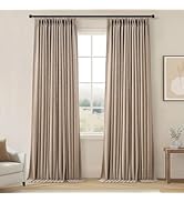 Topfinel Pinch Pleat 100% Blackout Curtains 84 Inch Length 2 Panels Set, Dark Linen Room Darkenin...