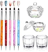 9Pcs Nail Art Brushes Dappen Dish Set for Monomer Acrylic Nail Liquid Powder: 2 Dappen Dish for A...