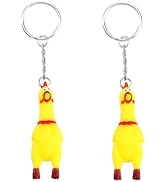 2Pcs Yellow Shrilling Screaming Chicken Keychain, Mini Rubber Squeeze Screaming Chicken, Gags and...