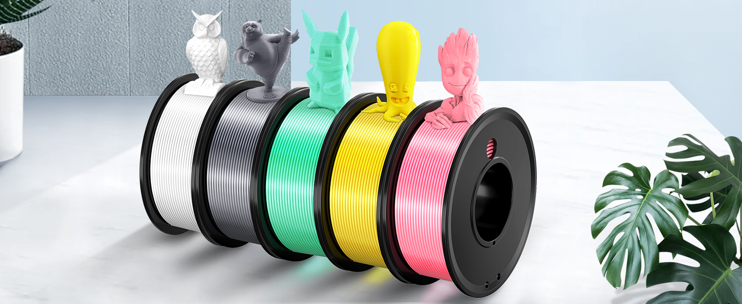 White Silver Pink Green Yellow Filiment1.75 mm pla bundle