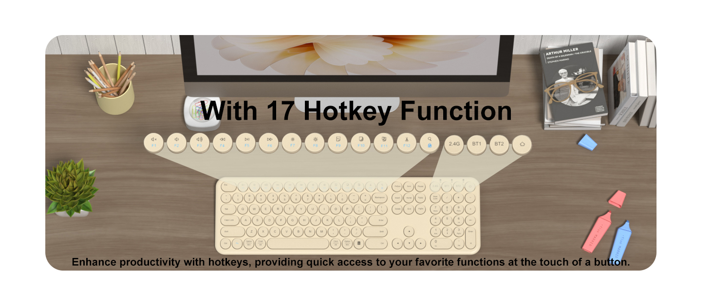 Quiet Bluetooth Keyboard - Multi-Device Aesthetic Wireless Keyboard