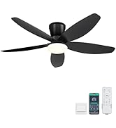 Surtime 42" Ceiling Fans with Lights-Low Profile Ceiling Fan with Light and Remote/APP Control,Fl...