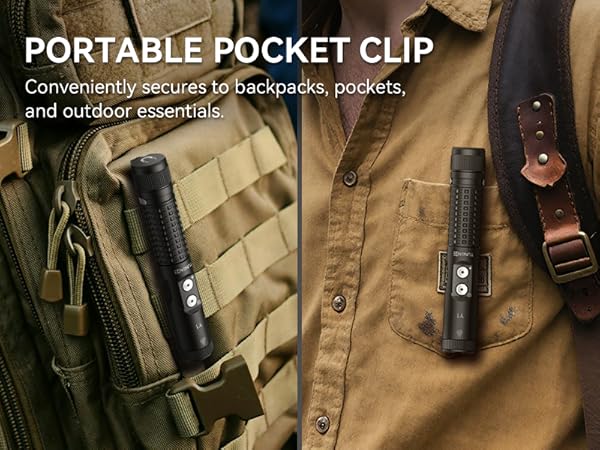 Pocket flashlight with clip
