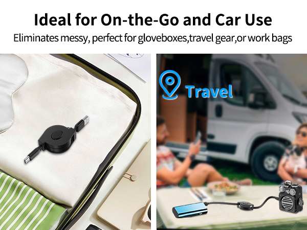 Retractable USB-A to USB C Carplay Cable