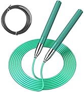 CRHOEIQ Speed Jump Rope for Men Women, Fitness Skipping Rope with Aluminium Handle and 2 Ropes, S...