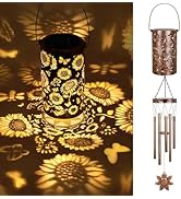 YHmall Solar Wind Chimes for Outside, 35'' Sunflower Gifts for Women Mom Grandma Windchimes Outdo...