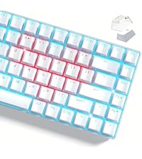 Womier Keyboard Keycaps Jelly - Ceramic Keycaps Style, Clear White Key Cap, Transparent Side Printed...