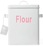 Youeon 1.5 Gallon Metal Flour Storage Container with Airtight Lid and Measuring Scoop, Square Flo...