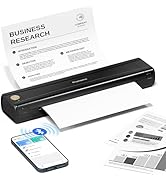 Phomemo M08E Portable Printers Wireless for Travel, Bluetooth Inkless Thermal Printer Support 8.5...