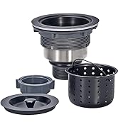 Kitchen Sink Drain 3-1/2 Inch Black Sink Drain Assembly Kit, Removable Deep Sink Strainer Basket ...