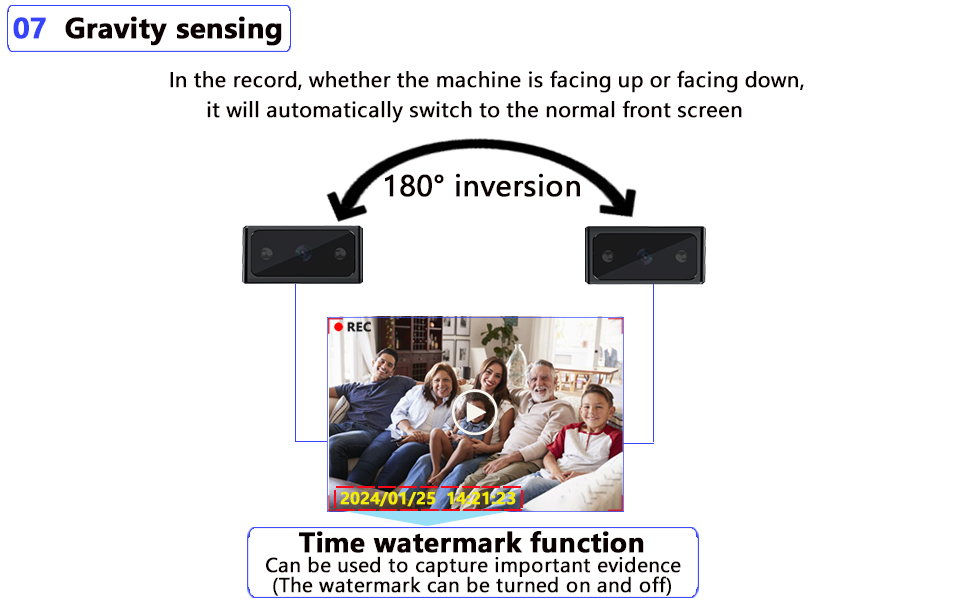 Gravity sensing Time watermark function