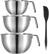 Suwimut 3 Pieces 304 Stainless Steel Mixing Bowls, 1.3/2.1/2.6 Quart Mixing Bowl Set with Handle,...