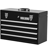 Metal Tool Box with 4 Drawers Portable Steel Tool Chest with Metal Cylinder Lock and Latch Closur...