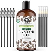 NaturoBliss Organic Castor Oil 100% Pure and Natural Premium Grade for Hair Growth, Eyelashes and...