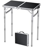 FUNYKICH 2ft Small Folding Camping Table, 3 Height Adjustable Portable Picnic Table, Lightweight ...