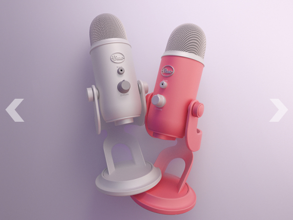 Yeti microphone in White Mist and Pink Dawn colors