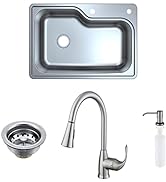 Waste Maid All-In-One Single Bowl Brushed Stainless Steel Kitchen Sink with Pull-Down Faucet, and...
