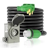 RVINGPRO 50 Amp Generator Cord and Pre-Drilled Power Inlet Box, 15FT Generator Cord 50 Amp 4 Pron...