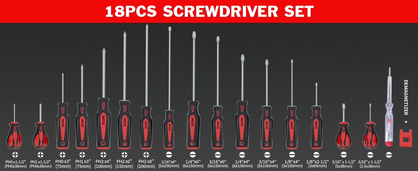 XOOL 18 PCS Magnetic Screwdriver Set with Case