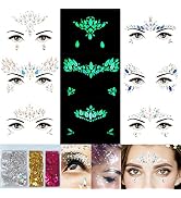 6 Sheets Face Jewels Gems Self-adhesive Rhinestone, 30g Chunky Body Eye Hair Glitter, Rave Festiv...