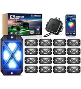 MICTUNING C4+ RGBW Rock Lights, 16 Pods 360° Ultra Bright Pure Color Underglow Neon Lights, Bluet...