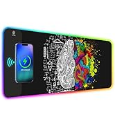 ToLuLu RGB Gaming Wireless Charging Mouse Pad, 7.5/10/15W 10 Light Modes LED Mouse Pad Computer K...