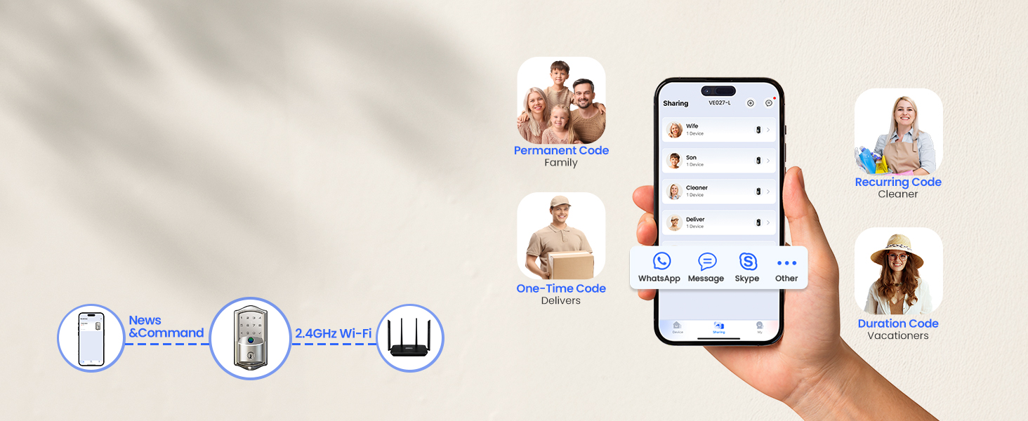 Veise Built-in WiFi Smart Door Lock with Lever Handle Set keyless entry door lock