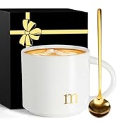 Monogrammed Ceramic Large Coffee Mug Tea Cup Women Wife Gifts Ideal from Husband Happy Birthday W...