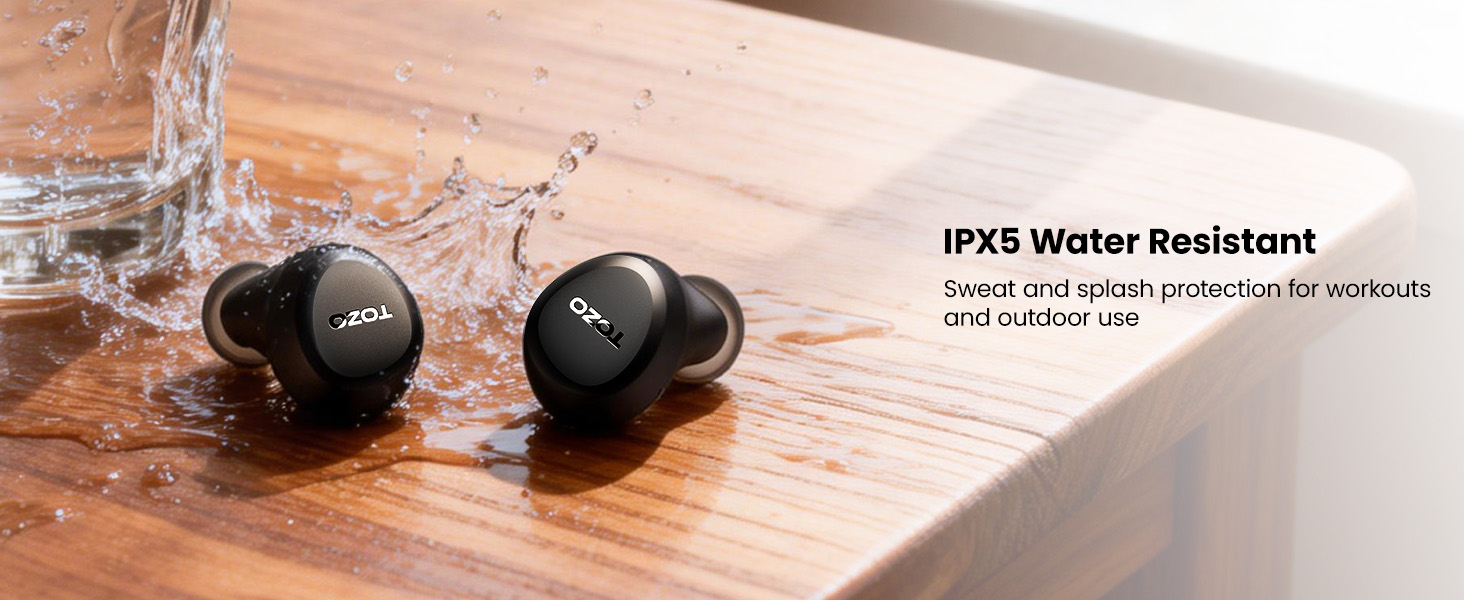 TOZO A1 IPX5 water resistant wireless earbuds for workout and sports sweatproof