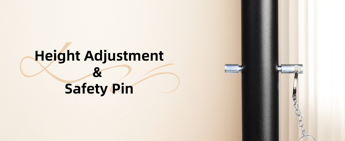 The speaker stand can adjust height from 35 inches to 63 inches through a telescoping center column