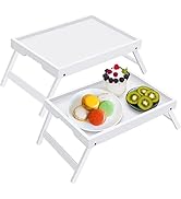 Artmeer Bed Tray Table with Folding Legs,Bamboo Breakfast in Bed for TV Table, Laptop Computer Tr...