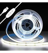 iNextStation USB COB LED Strip Light, 6.6ft 2M 5V 640LEDs 6000K Cold White USB LED Strips Dimmabl...