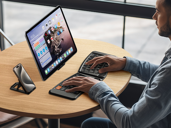 Ergonomic Split Bluetooth Foldable Keyboard Black A+ content page 12-05