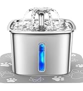 Veken Innovation Award Winner Stainless Steel Cat Water Fountain, 95oz/2.8L Automatic Pet Fountai...