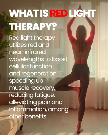 Red light therapy boosts cellular function and regeneration, promoting muscle recovery.