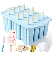 Popsicle Molds Silicone BPA-free,12 Pieces Popsicle Trays for Freezer,Homemade Ice Cream Popsicle...