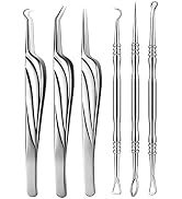 FVION Blackhead and Acne Extractor Kit, Professional Pimple Popper Tool Kit, Acne Tweezers and Bl...