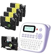 EazeID D210S Label Maker Machine with 5PK Yellow Tapes Waterproof, Portable Labeler with Keyboard...