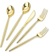 Rubtlamp 180Pcs Gold Plastic Silverware,Luxury Gold Plastic Cutlery,Heavy duty Gold Plastic Flatw...