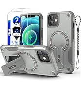 for iPhone 12/iPhone 12 Pro case[Compatible with MagSafe][with 2 * 9H Tempered Glass Screen Prote...
