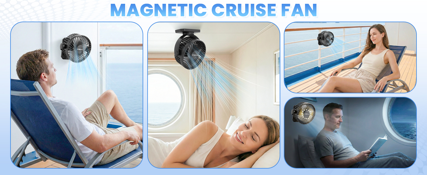Magnetic Cruise Fan Magnetic Fan for Cruise Ship Portable Travel Fan for Cruise Cruise Essentials