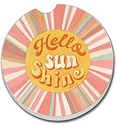 Thirstystone Hello Sun Single Absorbnent Stone Coaster for Vehicle Cup Holder 2.6” Diameter Manuf...